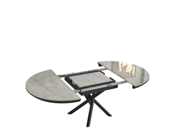 Luvina Masa extensibila din pal, MDF si metal, Ocean Gri / Negru, Ø130-230xH78 cm