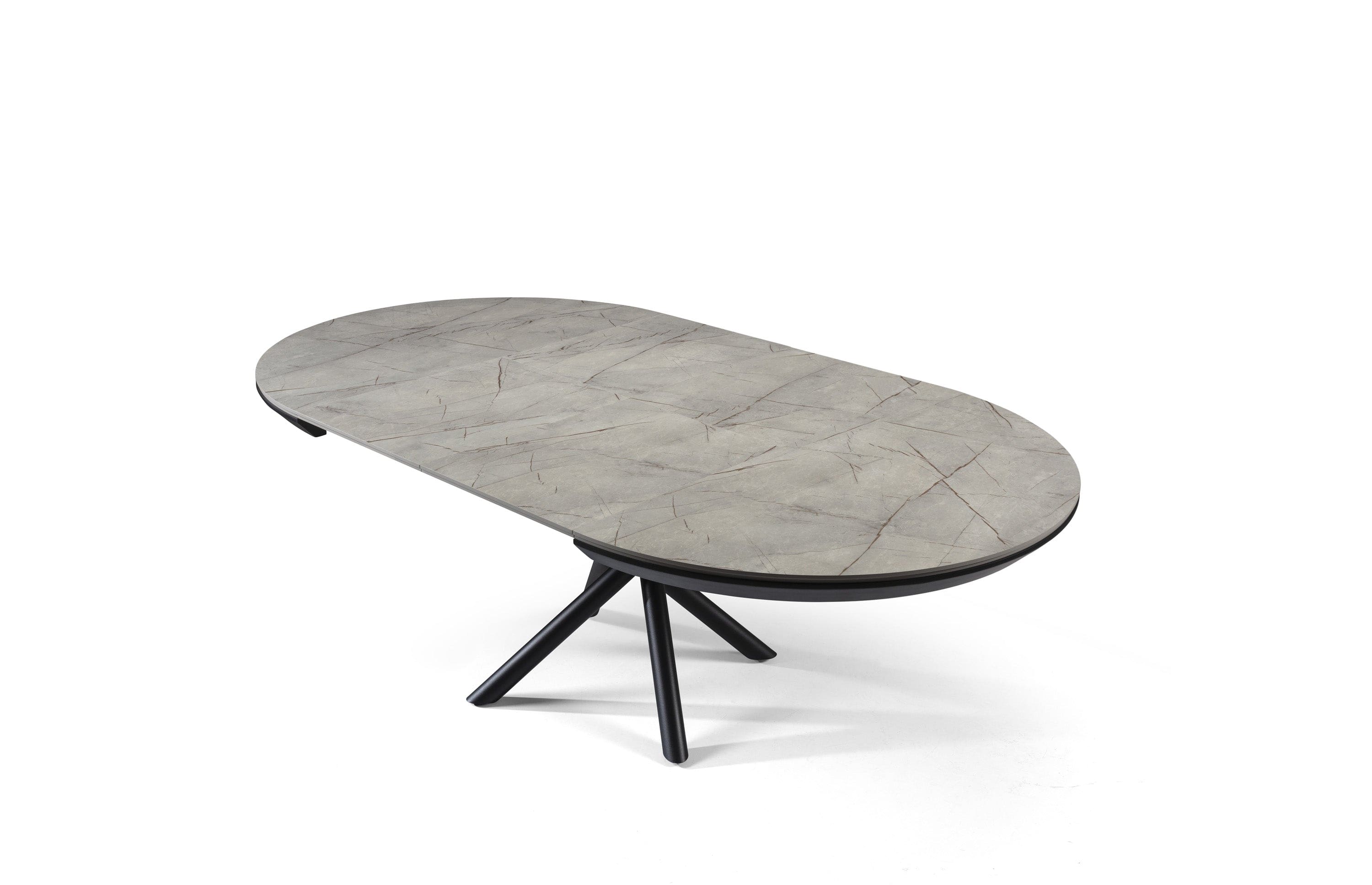 Luvina Masa extensibila din pal, MDF si metal, Ocean Gri / Negru, Ø130-230xH78 cm