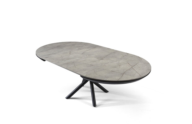 Luvina Masa extensibila din pal, MDF si metal, Ocean Gri / Negru, Ø130-230xH78 cm