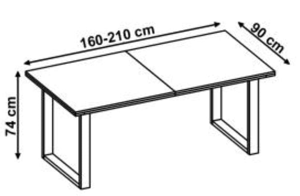Halmar Masa extensibila din pal si metal, Vilmos Large Stejar Wotan / Negru, L160-210xl90xH74 cm