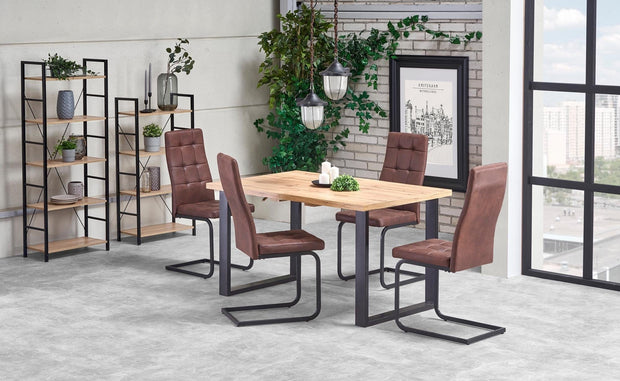 Halmar Masa extensibila din pal si metal, Vilmos Small Stejar Wotan / Negru, L135-185xl85xH74 cm