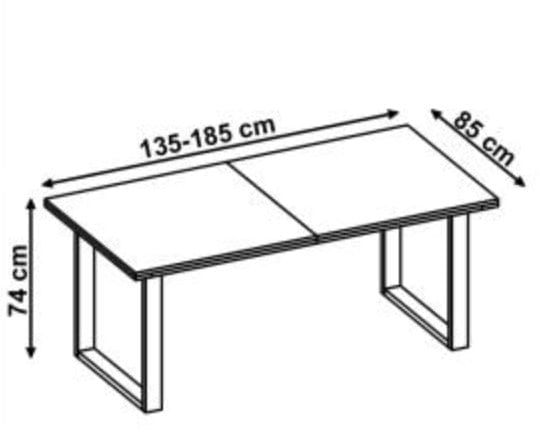 Halmar Masa extensibila din pal si metal, Vilmos Small Stejar Wotan / Negru, L135-185xl85xH74 cm
