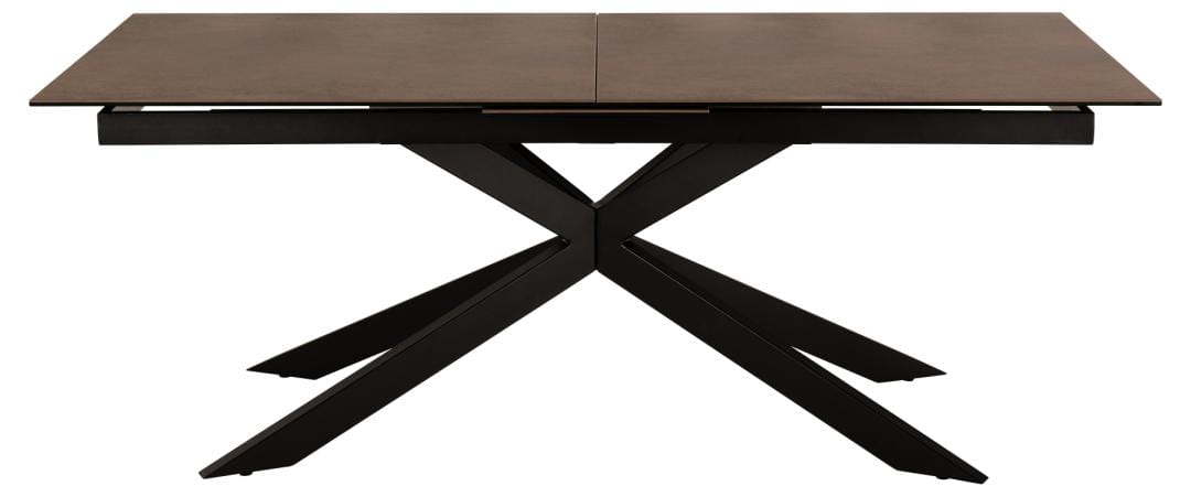 Masa extensibila din sticla, ceramica si metal, Irwine Ruginiu / Negru, L200-240xl100xH76 cm (1)