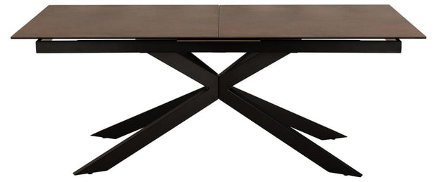Masa extensibila din sticla, ceramica si metal, Irwine Ruginiu / Negru, L200-240xl100xH76 cm (1)