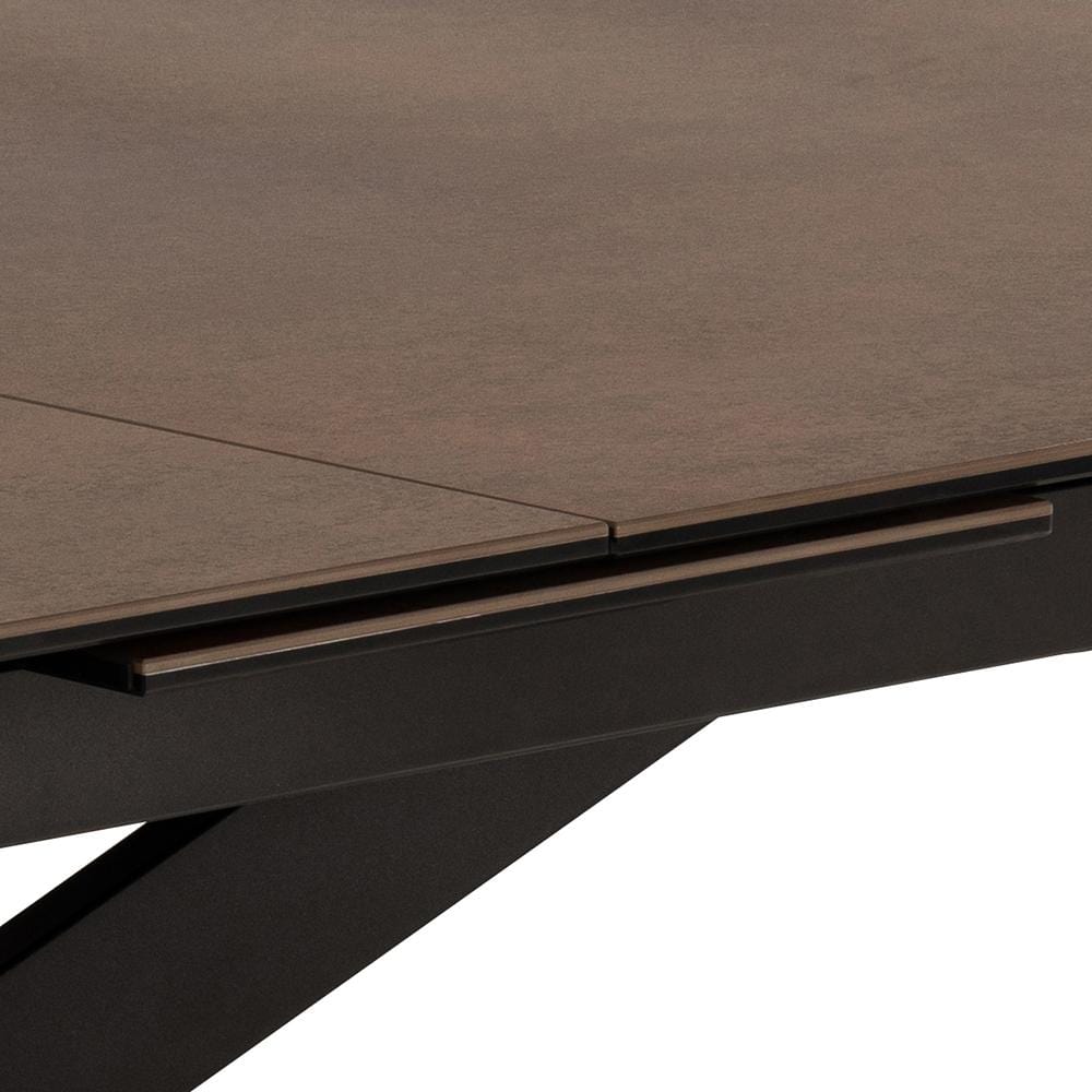 Masa extensibila din sticla, ceramica si metal, Irwine Ruginiu / Negru, L200-240xl100xH76 cm (3)