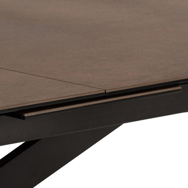 Masa extensibila din sticla, ceramica si metal, Irwine Ruginiu / Negru, L200-240xl100xH76 cm (3)