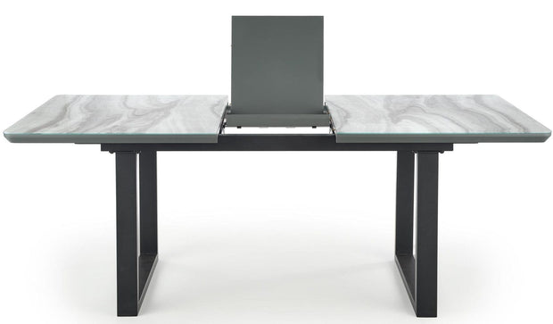 Halmar Masa extensibila din sticla, MDF si metal, Marlette Alb / Gri / Negru, L160-200xl90xH76 cm