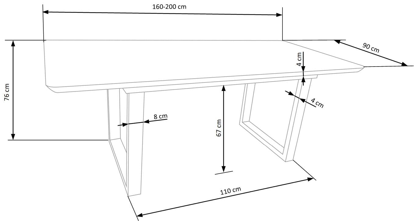 Masa extensibila din sticla, MDF si metal, Marlette Alb / Gri / Negru, L160-200xl90xH76 cm (15)