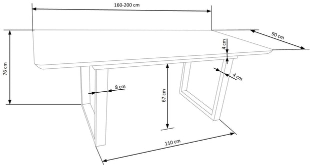 Masa extensibila din sticla, MDF si metal, Marlette Alb / Gri / Negru, L160-200xl90xH76 cm (15)