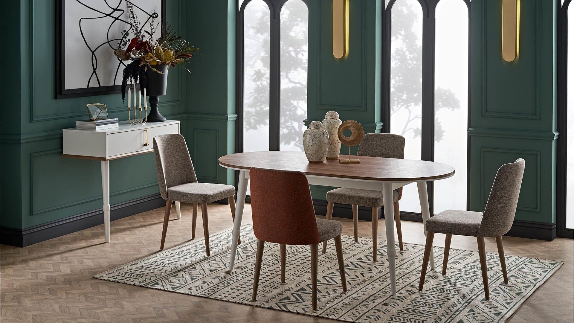 Dogtas Masa fixa din pal, Larina Alb / Natur, L180xl90xH77,5 cm