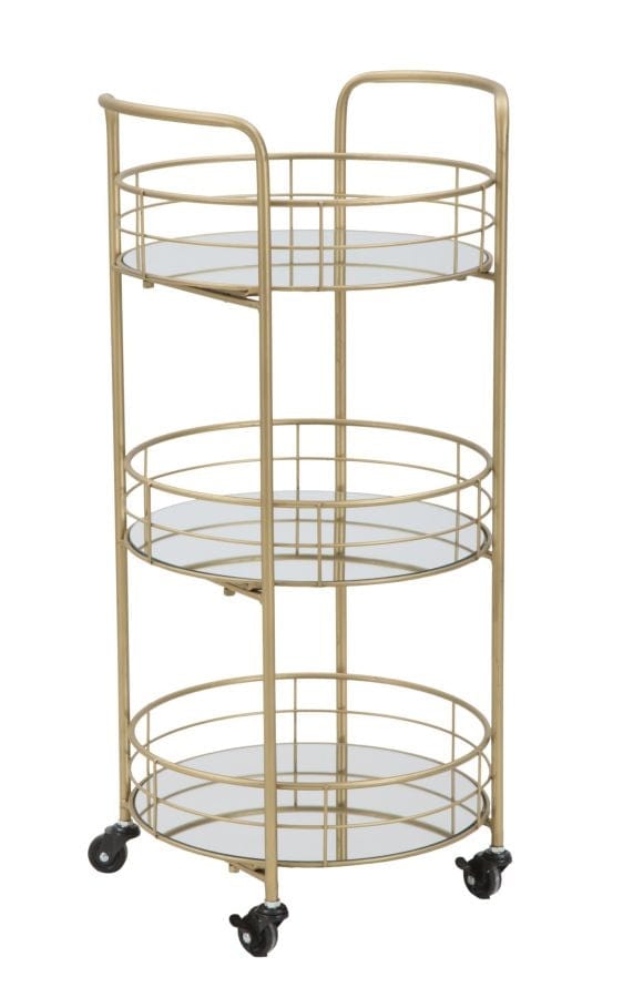 Mauro Ferretti Masa minibar mobila din metal si sticla Glam Round Auriu, Ø38xH77,5 cm