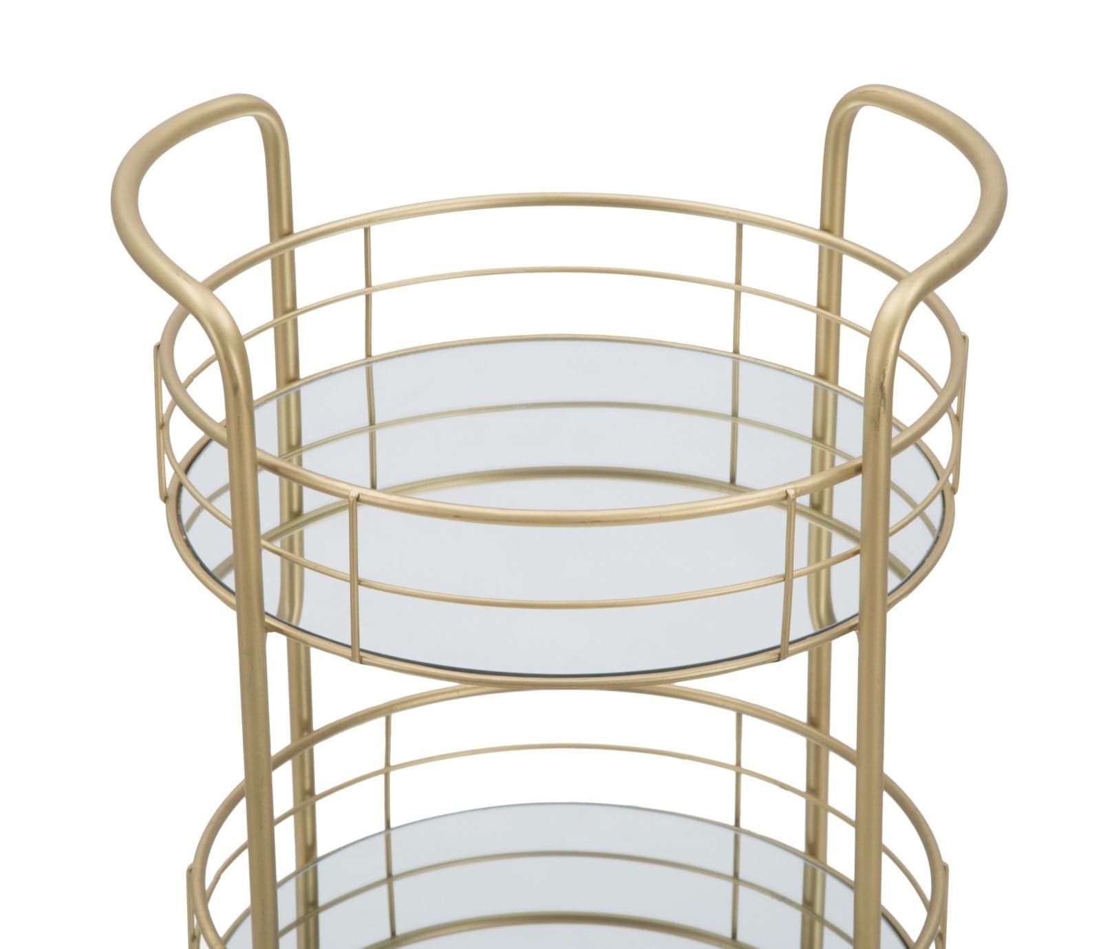 Mauro Ferretti Masa minibar mobila din metal si sticla Glam Round Auriu, Ø38xH77,5 cm