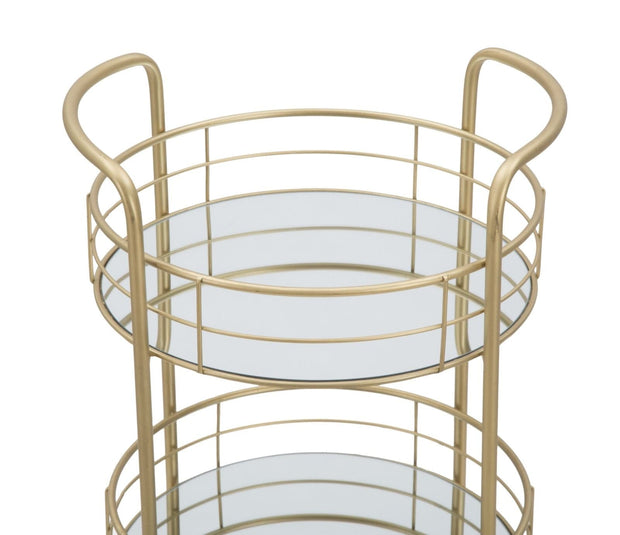 Mauro Ferretti Masa minibar mobila din metal si sticla Glam Round Auriu, Ø38xH77,5 cm