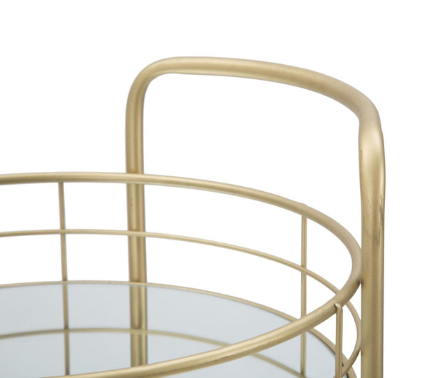 Mauro Ferretti Masa minibar mobila din metal si sticla Glam Round Auriu, Ø38xH77,5 cm