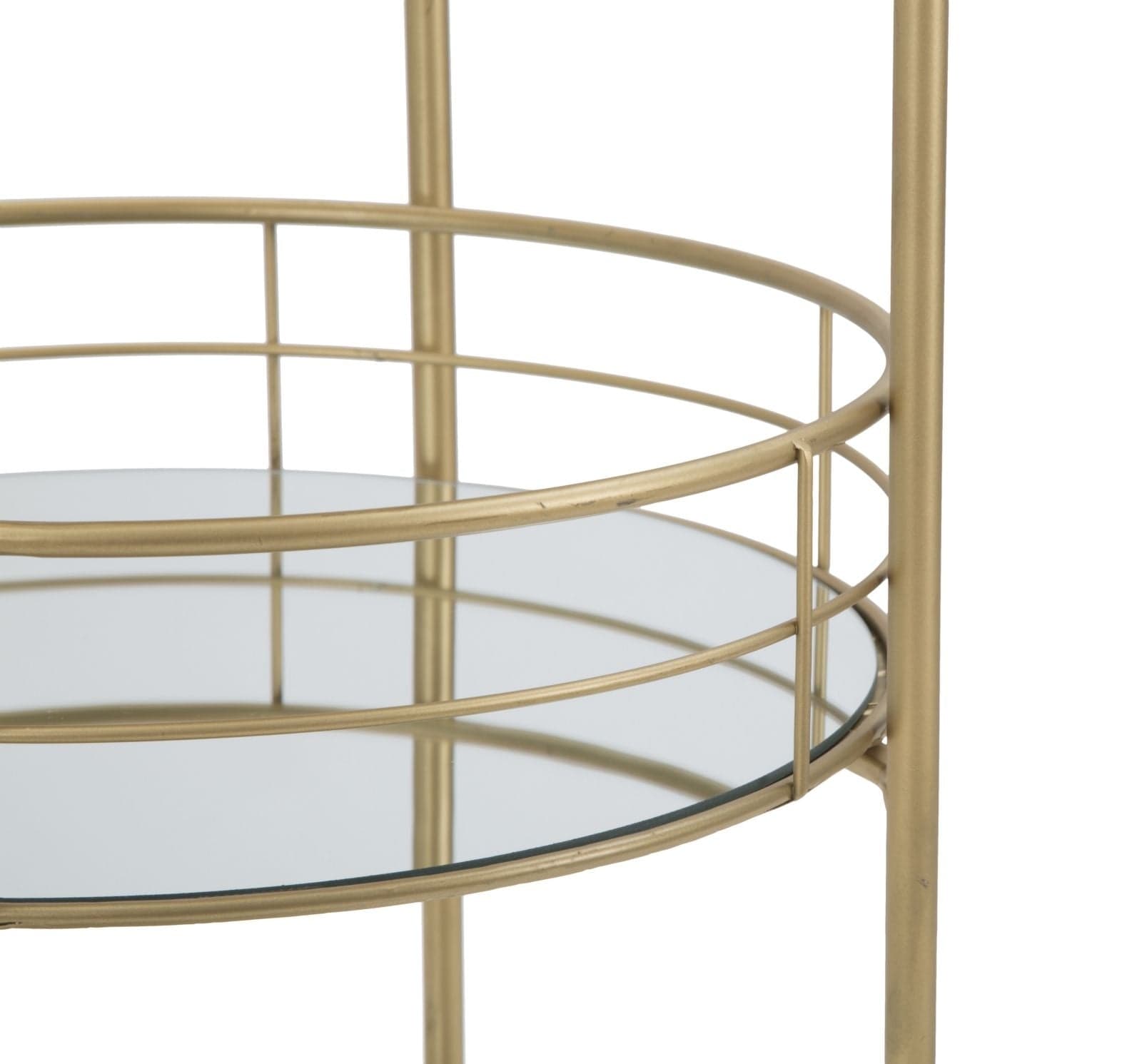 Mauro Ferretti Masa minibar mobila din metal si sticla Glam Round Auriu, Ø38xH77,5 cm