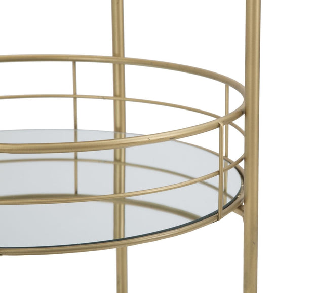 Mauro Ferretti Masa minibar mobila din metal si sticla Glam Round Auriu, Ø38xH77,5 cm