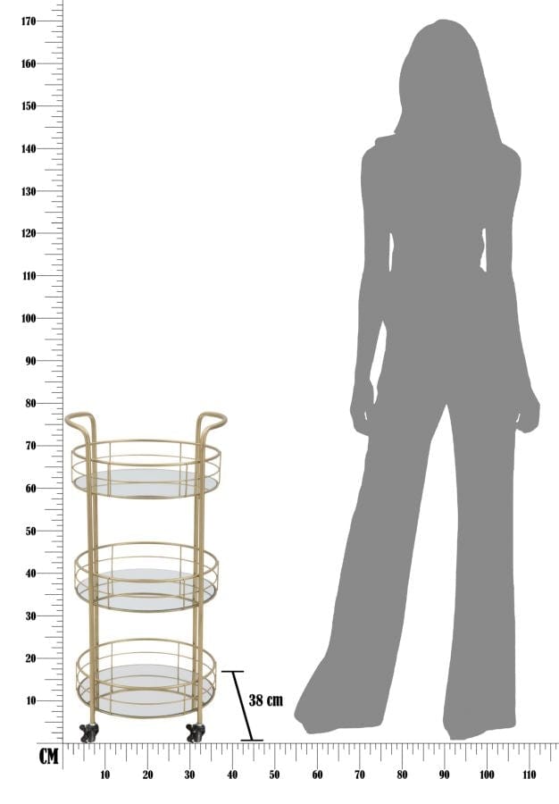 Mauro Ferretti Masa minibar mobila din metal si sticla Glam Round Auriu, Ø38xH77,5 cm