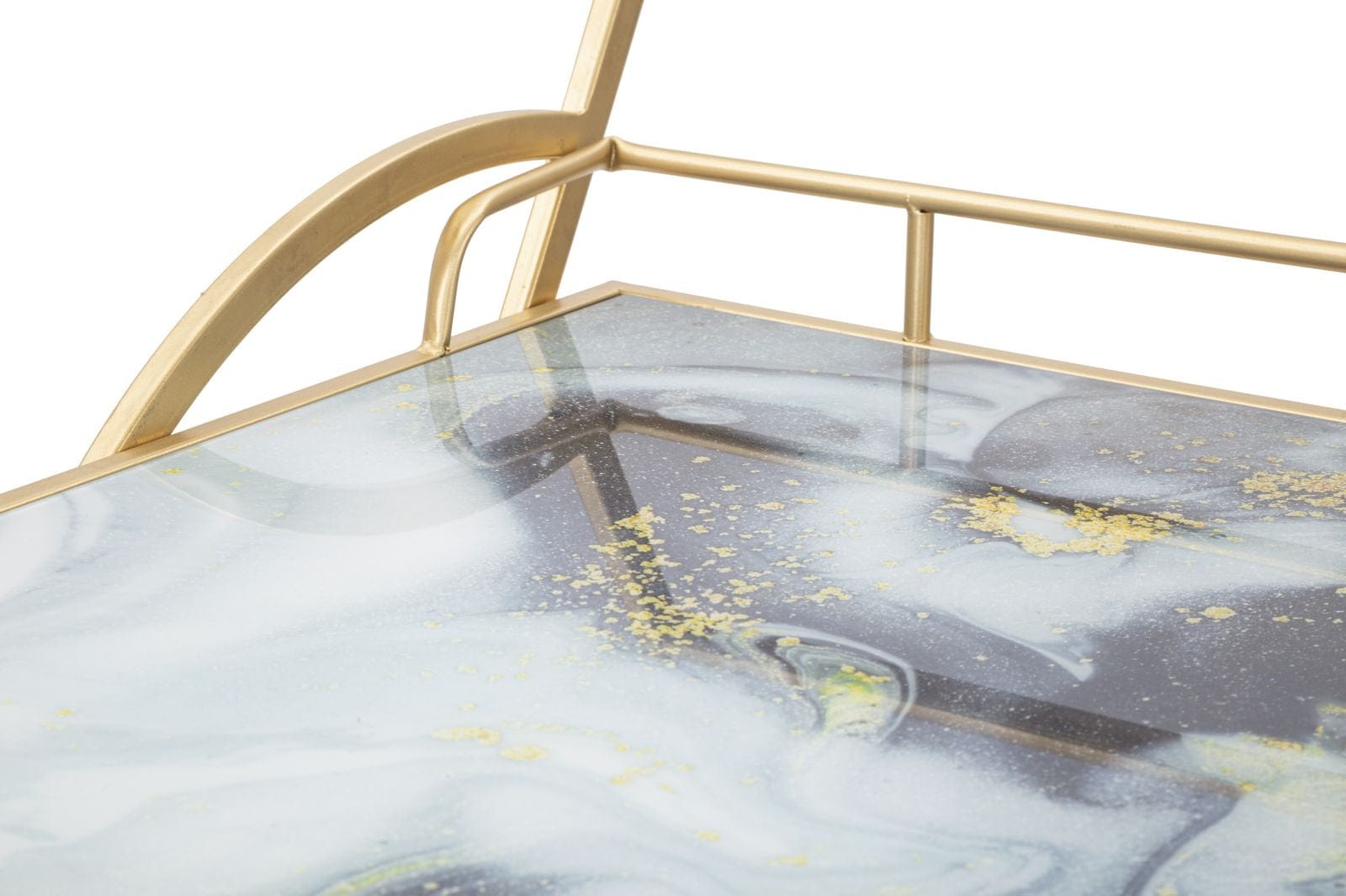 Masa minibar mobila din metal si sticla Marble Glass Mix Multicolor / Auriu, L71xl45,5xH84,5 cm (6)