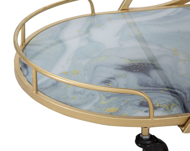 Mauro Ferretti Masa minibar mobila din metal si sticla Marble Glass Mix Multicolor / Auriu, L71xl45,5xH84,5 cm