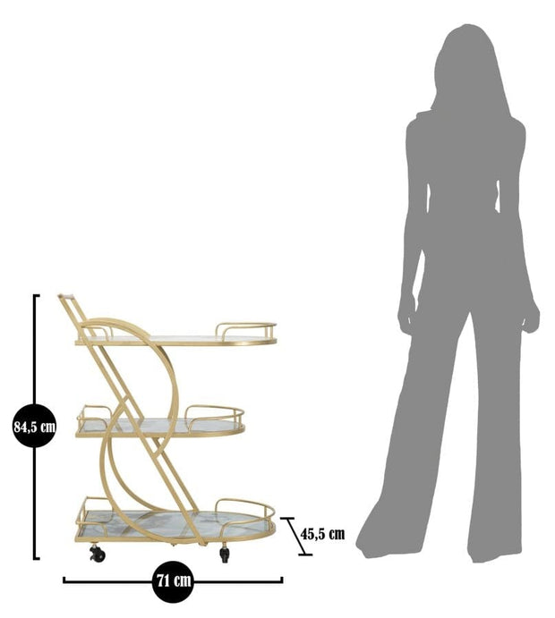 Masa minibar mobila din metal si sticla Marble Glass Mix Multicolor / Auriu, L71xl45,5xH84,5 cm (9)