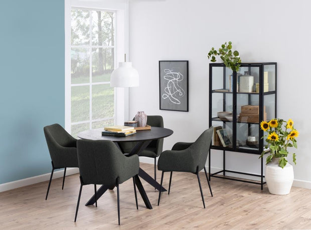 Masa rotunda din MDF, furnir si lemn, Duncan Negru, Ø105xH75 cm (4)