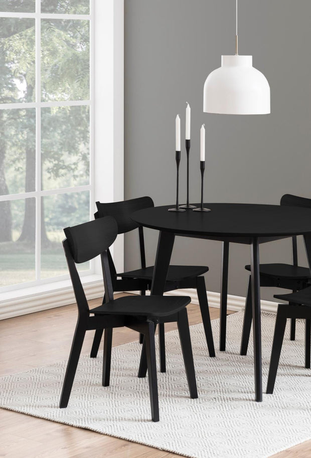 Masa rotunda din MDF, furnir si lemn, Roxby Negru, Ø105xH76 cm (6)