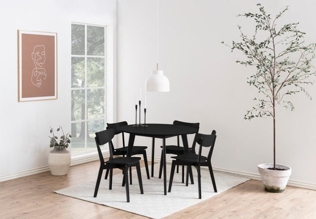Masa rotunda din MDF, furnir si lemn, Roxby Negru, Ø105xH76 cm (7)