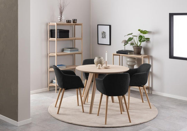 Masa rotunda din MDF, furnir si lemn, Townsville Stejar White Wash, Ø100xH75 cm (5)