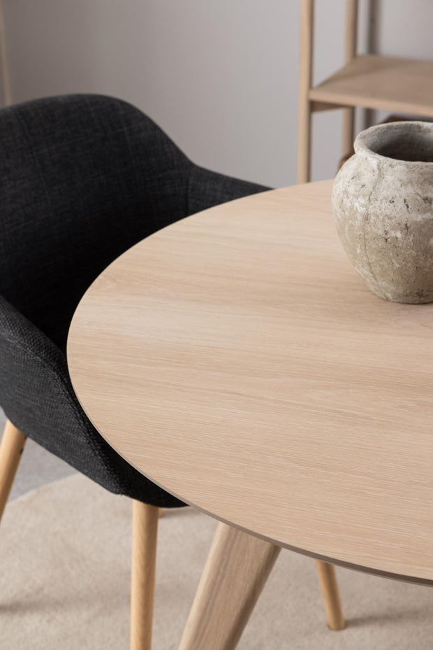 Masa rotunda din MDF, furnir si lemn, Townsville Stejar White Wash, Ø100xH75 cm (6)