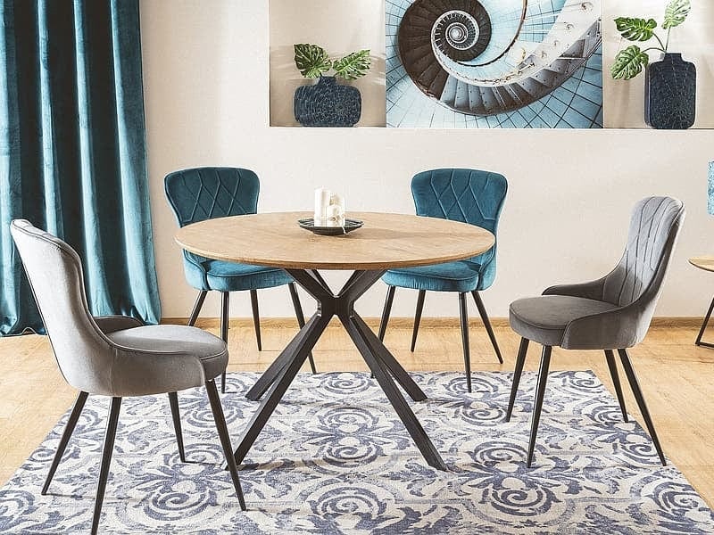 Signal Masa rotunda din MDF, furnir si metal, Astona Stejar / Negru, Ø120xH76 cm