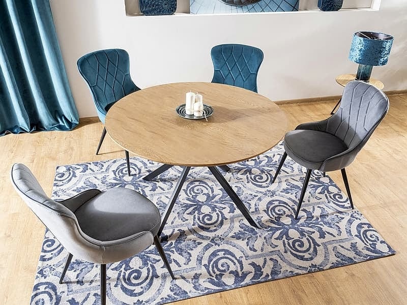 Masa rotunda din MDF, furnir si metal, Astona Stejar / Negru, Ø120xH76 cm (2)