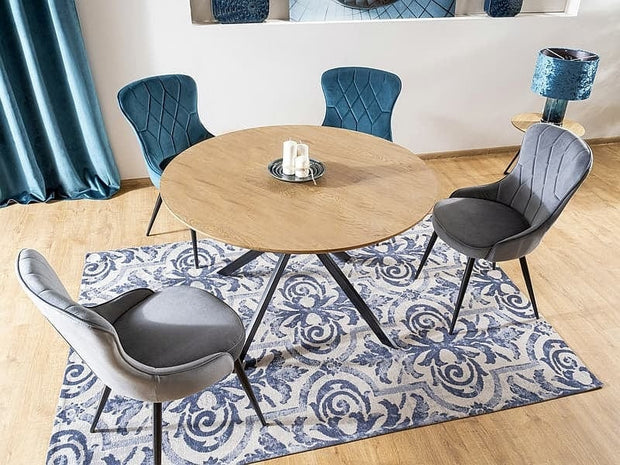 Masa rotunda din MDF, furnir si metal, Astona Stejar / Negru, Ø120xH76 cm (2)