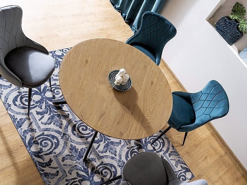 Masa rotunda din MDF, furnir si metal, Astona Stejar / Negru, Ø120xH76 cm (3)