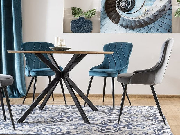 Masa rotunda din MDF, furnir si metal, Astona Stejar / Negru, Ø120xH76 cm (4)