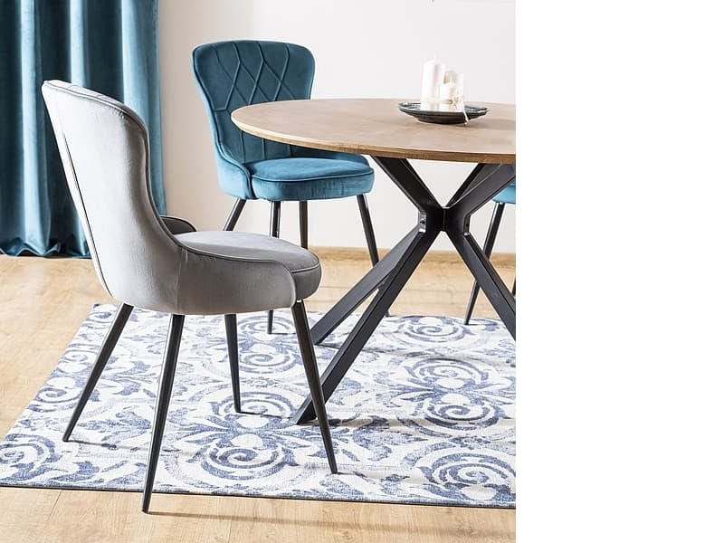 Masa rotunda din MDF, furnir si metal, Astona Stejar / Negru, Ø120xH76 cm (5)