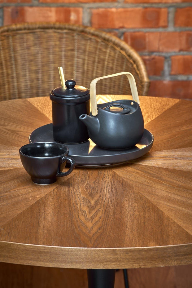 Halmar Masa rotunda din MDF, furnir si metal Carmelita Nuc / Negru, Ø100xH75 cm