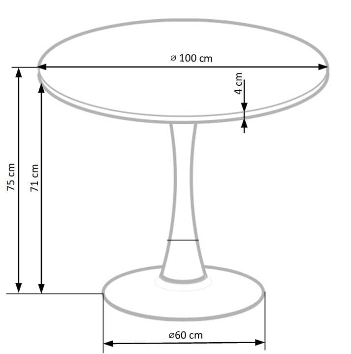 Halmar Masa rotunda din MDF, furnir si metal Carmelita Nuc / Negru, Ø100xH75 cm