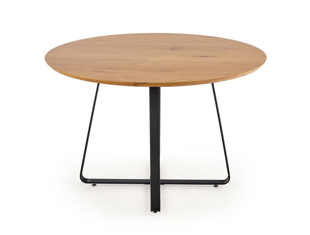 Halmar Masa rotunda din MDF, furnir si metal, Lopera II Stejar Auriu / Negru, Ø120xH78 cm