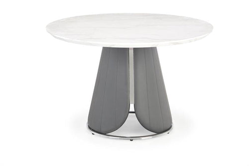 Halmar Masa rotunda din MDF, metal si piele ecologica, Remez Marmura / Gri, Ø120xH77 cm