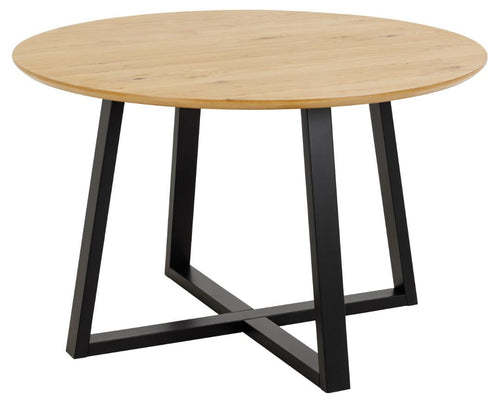 Masa rotunda din MDF si furnir, Malika Stejar / Negru, Ø120xH75 cm