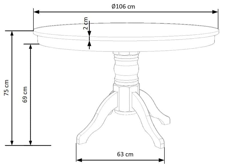 Halmar Masa rotunda din MDF si lemn Glaucio Alb, Ø106xH75 cm