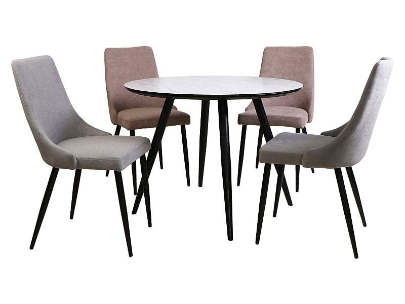 Signal Masa rotunda din MDF, sticla si metal, Ilori Alb / Negru, Ø100xH75 cm