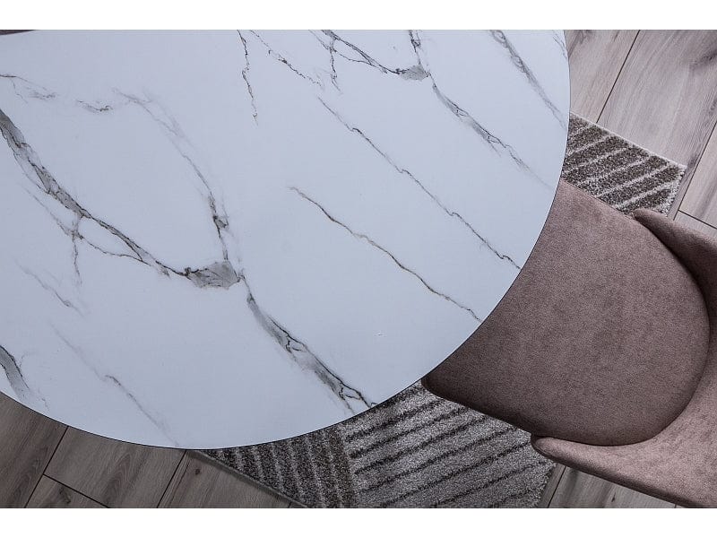 Signal Masa rotunda din MDF, sticla si metal, Ilori Alb / Negru, Ø100xH75 cm