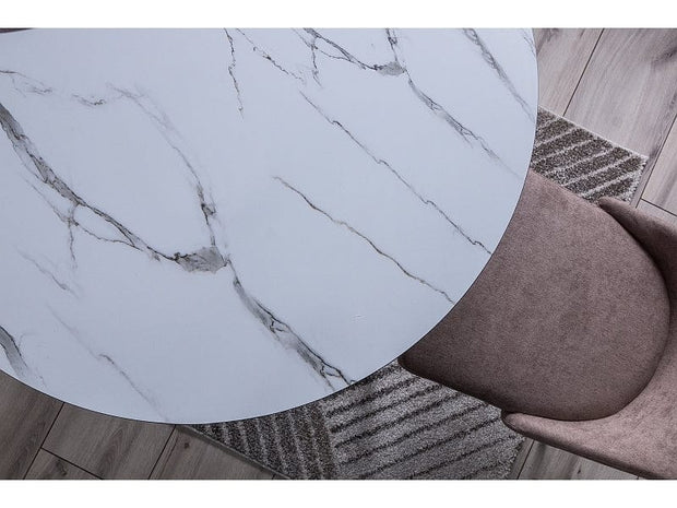 Signal Masa rotunda din MDF, sticla si metal, Ilori Alb / Negru, Ø100xH75 cm