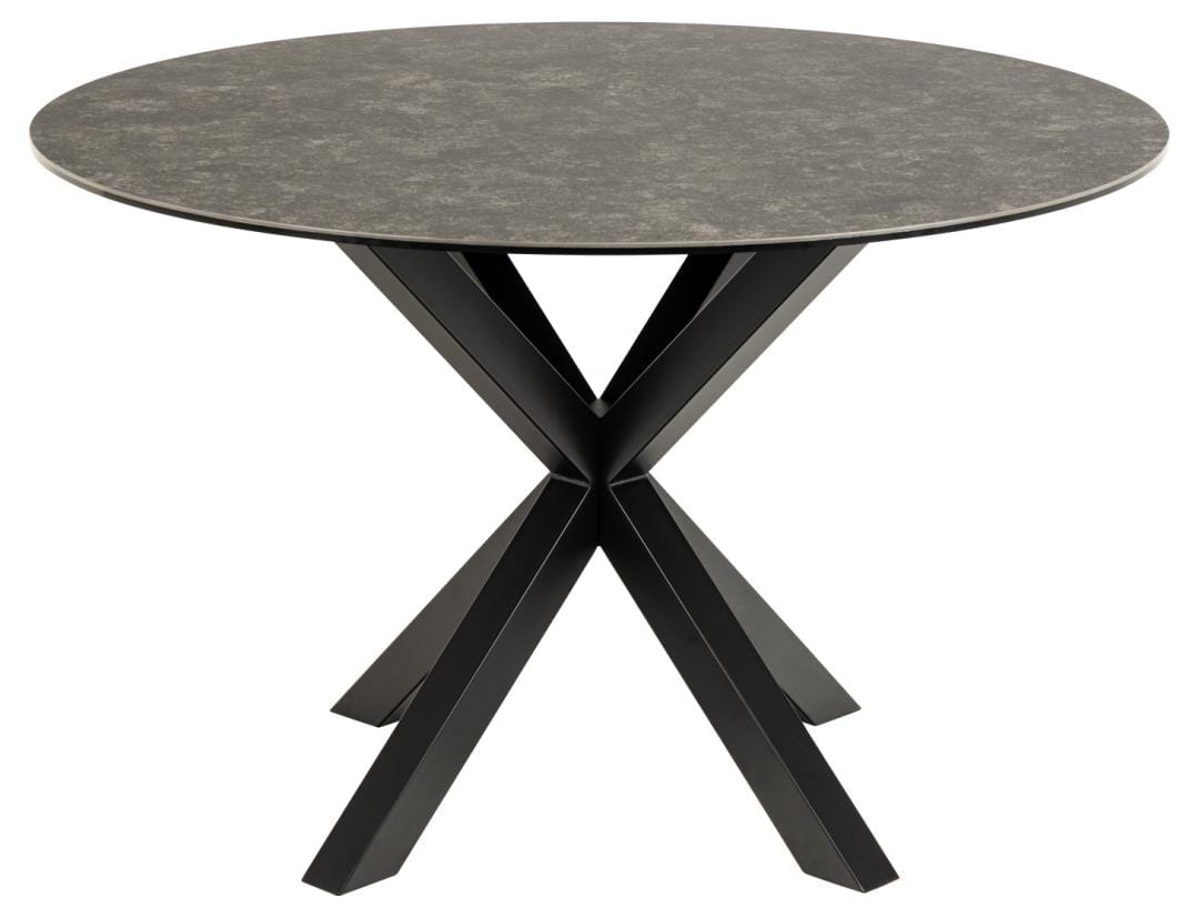 Masa rotunda din sticla, ceramica si metal, Heaven Negru, Ø119xH75,5 cm (1)