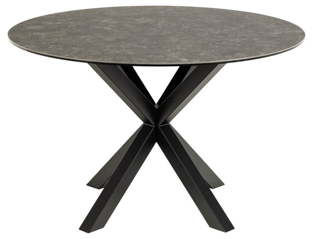 Masa rotunda din sticla, ceramica si metal, Heaven Negru, Ø119xH75,5 cm (1)
