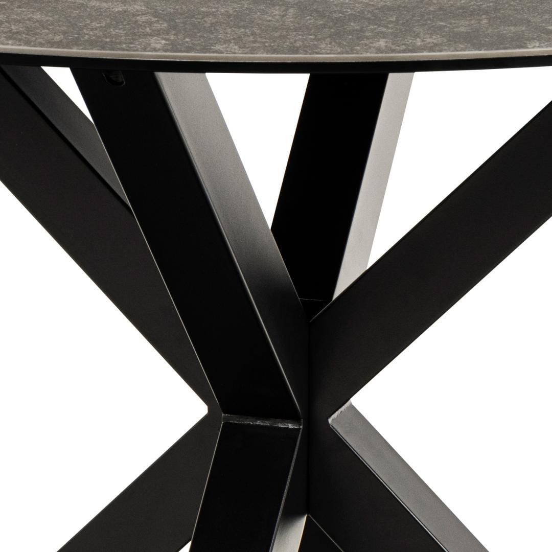 Masa rotunda din sticla, ceramica si metal, Heaven Negru, Ø119xH75,5 cm (3)