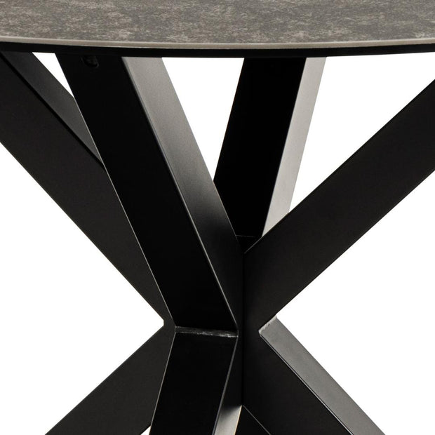 Masa rotunda din sticla, ceramica si metal, Heaven Negru, Ø119xH75,5 cm (3)