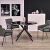 Masa rotunda din sticla, MDF si metal, Avelyn Negru / Alb, Ø120xH76 cm (1)