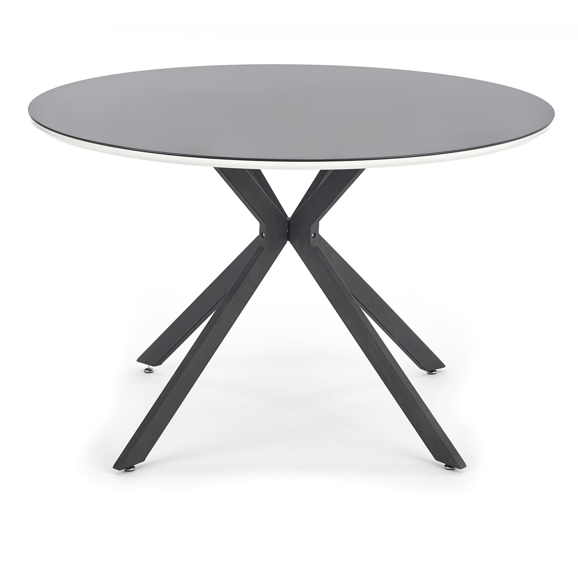 Halmar Masa rotunda din sticla, MDF si metal, Avelyn Negru / Alb, Ø120xH76 cm